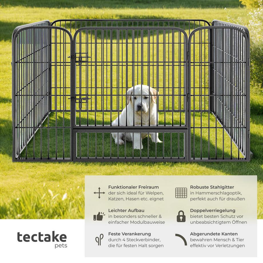Tectake  Enclos pour chiots et chiens TINO en 4 parties pliables et modulables 
