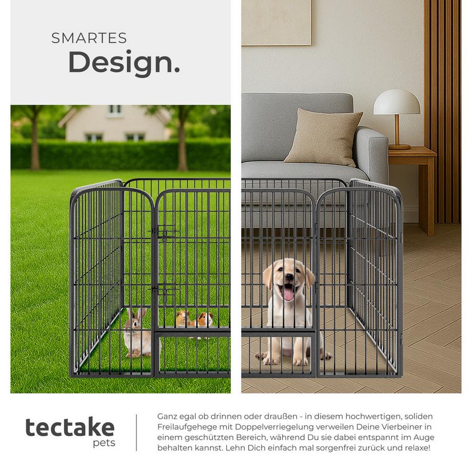 Tectake  Enclos pour chiots et chiens TINO en 4 parties pliables et modulables 
