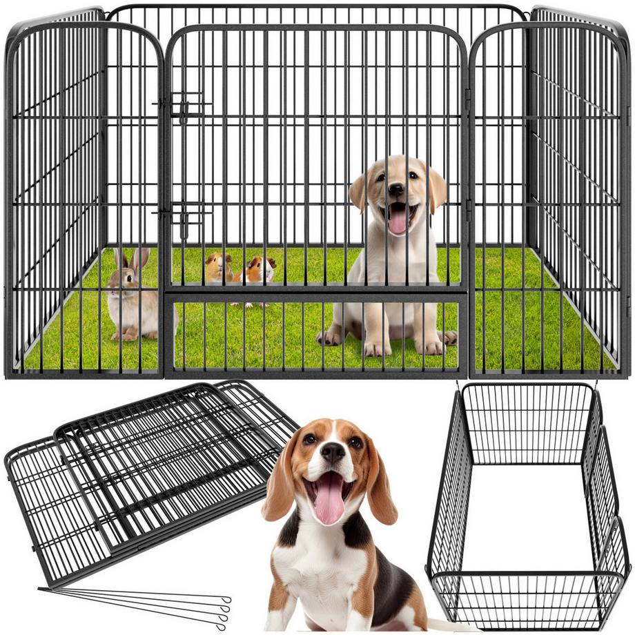 Tectake  Enclos pour chiots et chiens TINO en 4 parties pliables et modulables 