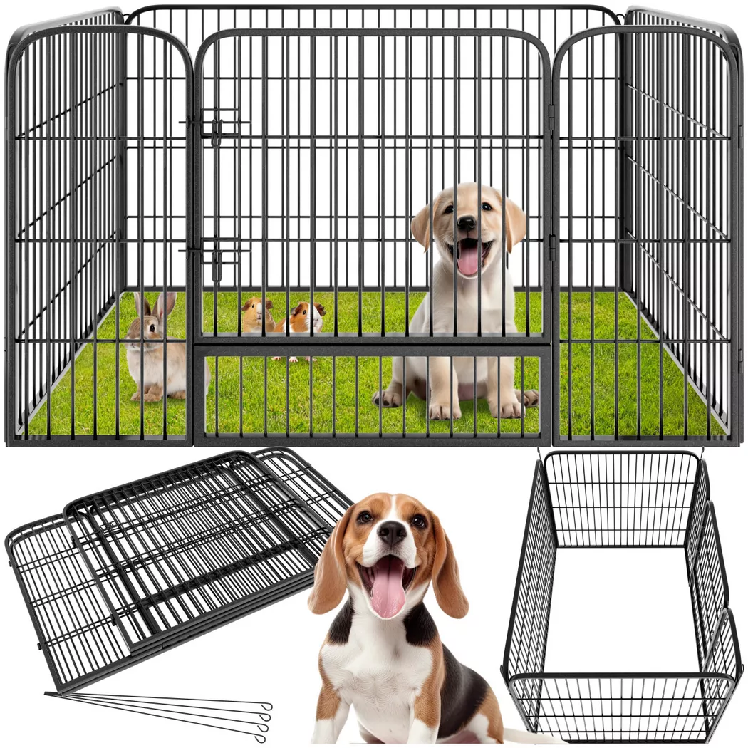 Tectake - Enclos pour chien 125 x 85 x 70 cm - gris