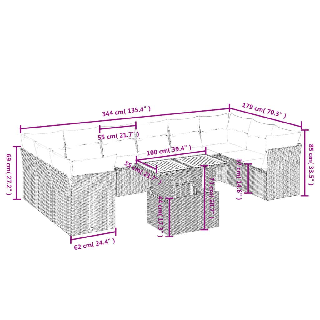 VidaXL Ensemble de canapés de jardin rotin synthétique  