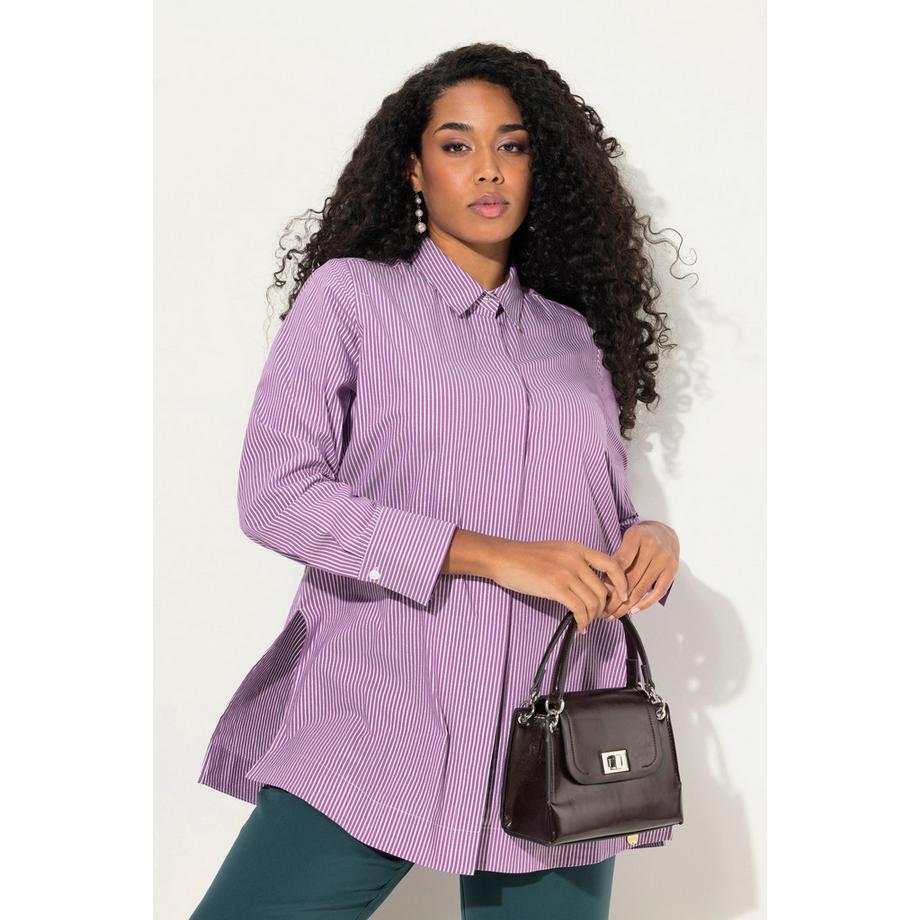 Ulla Popken Chemisier à rayures Col chemise Manches longues  