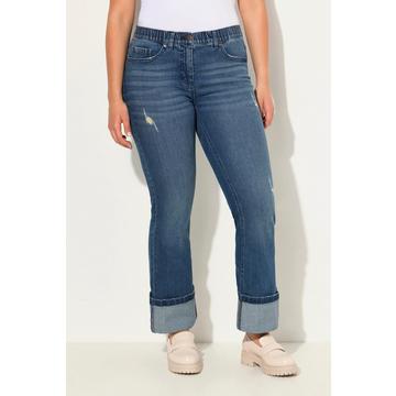 Jeans a 7/8 modello Mary con taglio della gamba ampio ed effetto sdrucito