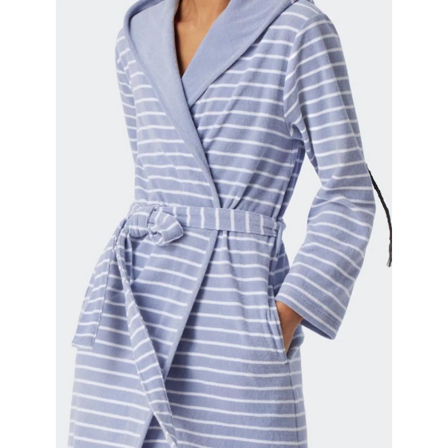 Schiesser Gestreifter Bademantel mit Kapuze  