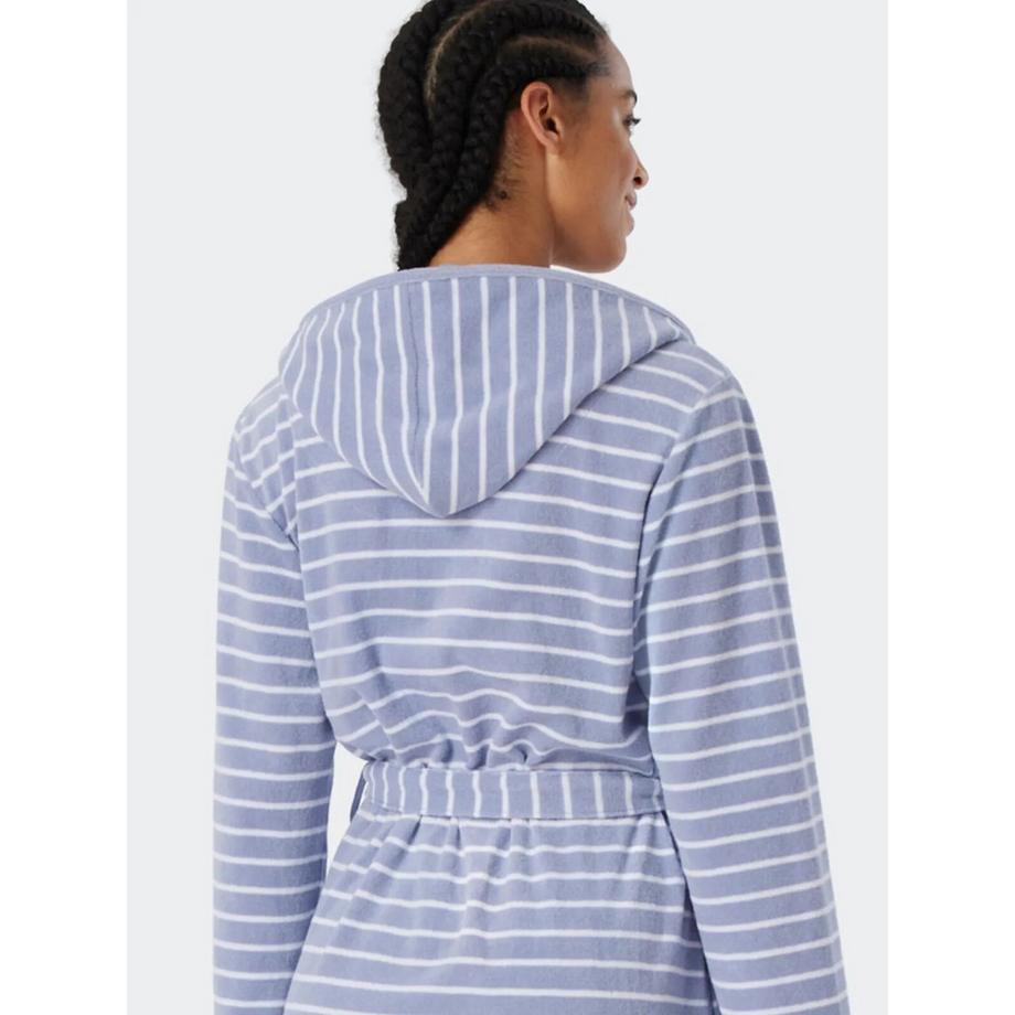 Schiesser Gestreifter Bademantel mit Kapuze  