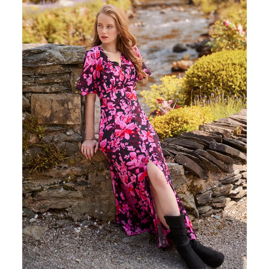 Joe Browns Robe longue fleurie manches larges boutonnée  