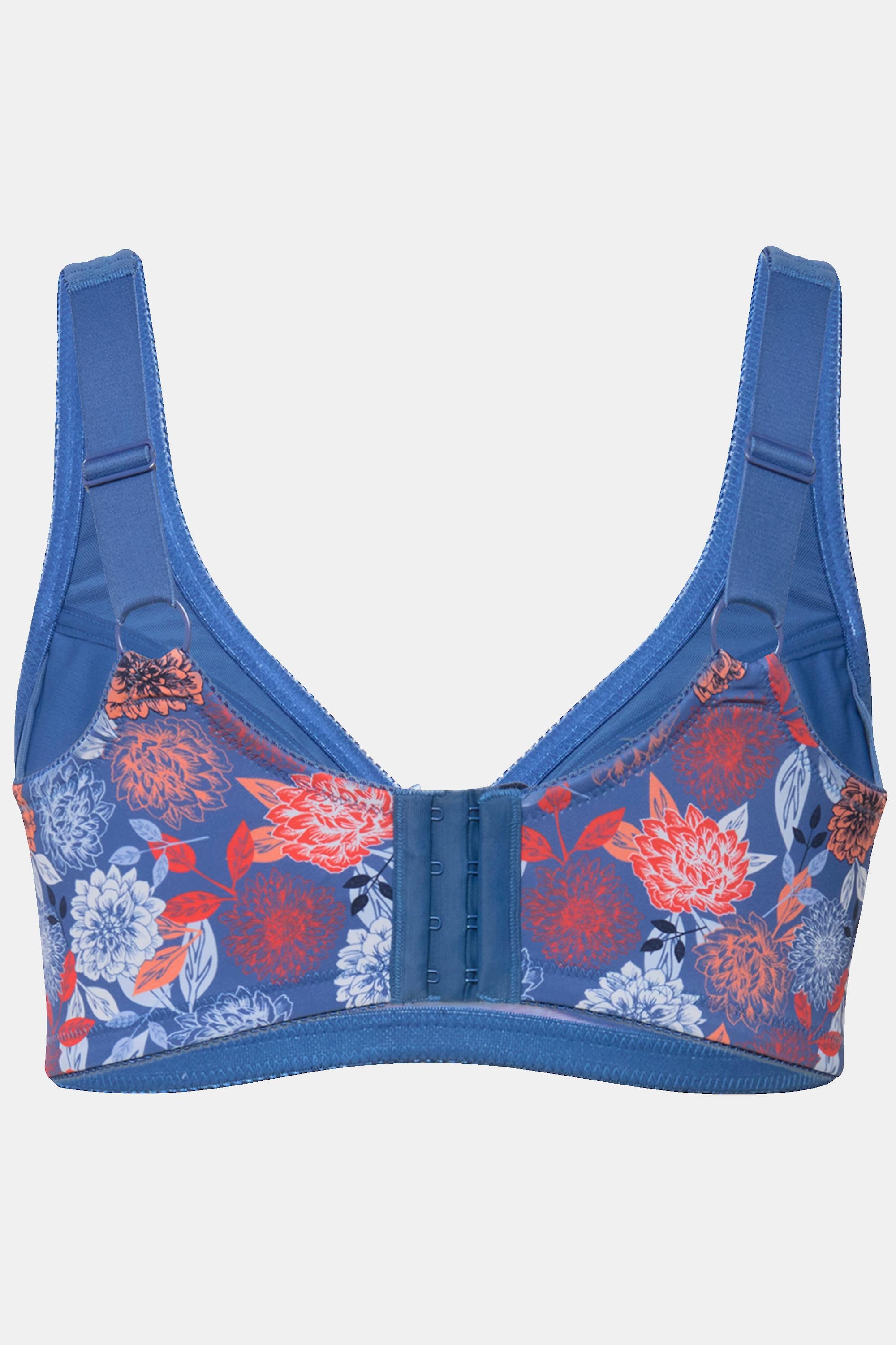 Ulla Popken  Soutien-gorge de maintien, imprimé floral. Sans armatures, bonnet C-F. 