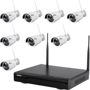 Inkovideo WLAN Komplettset für Videoüberwachung mit 8-Kanal Netzwerkrekorder und 8x 3 MP Überwachungskameras