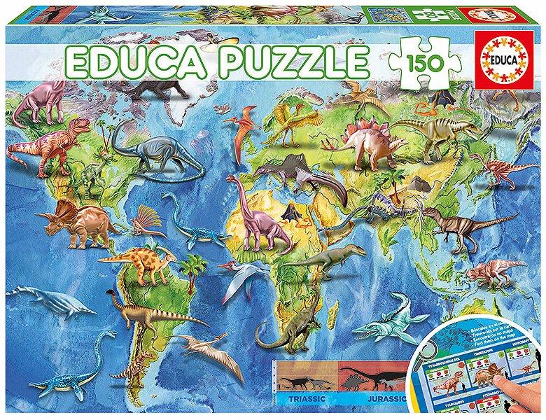 Educa  Puzzle Dinosaurier Weltkarte (150Teile) 