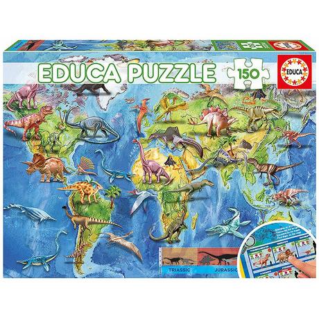 Educa  Puzzle Dinosaurier Weltkarte (150Teile) 