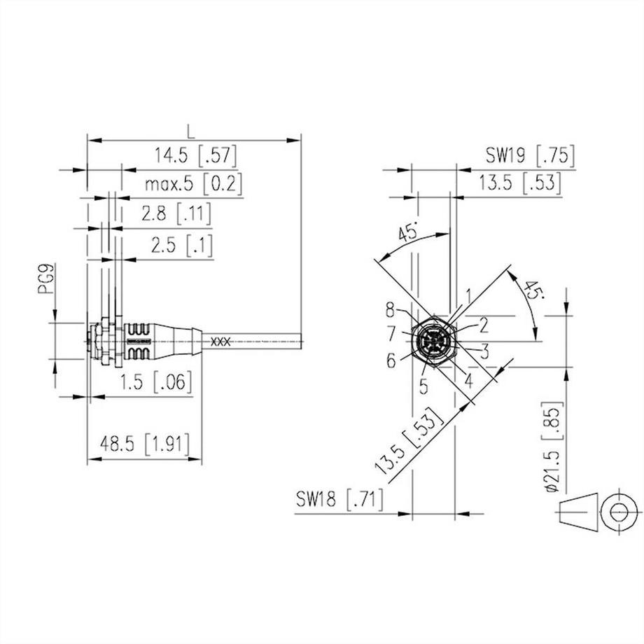 METZ CONNECT  M12 Industrial Ethernet Leitung, X-kodiert, 5.0 m, M12 Buchse gerade - freies Leitungsende, PUR 
