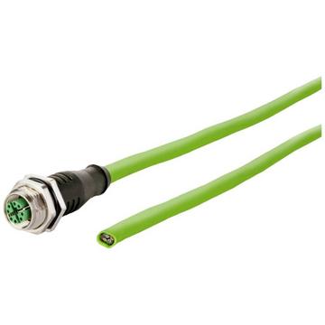 M12 Industrial Ethernet Leitung, X-kodiert, 5.0 m, M12 Buchse gerade - freies Leitungsende, PUR