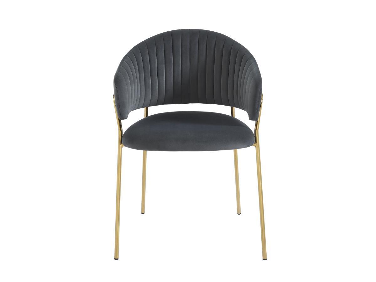 PASCAL MORABITO Lot de 2 chaises en velours et métal doré - Gris - MADOLIA de Pascal MORABITO  