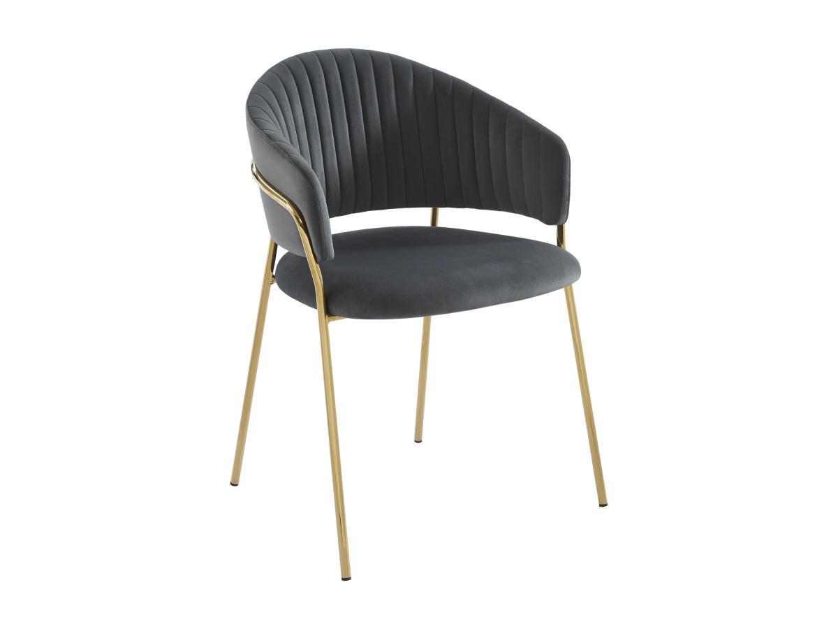 PASCAL MORABITO Lot de 2 chaises en velours et métal doré - Gris - MADOLIA de Pascal MORABITO  