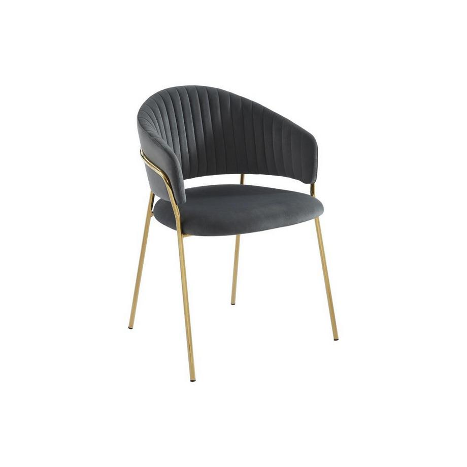 Vente-unique Stuhl 2er-Set - Samt & goldfarbenes Metall - Grau - MADOLIA von Pascal MORABITO  
