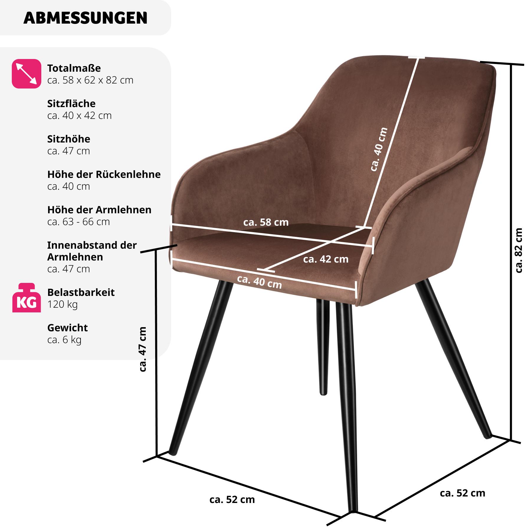 Tectake Chaise MARILYN Effet Velours Style Scandinave  