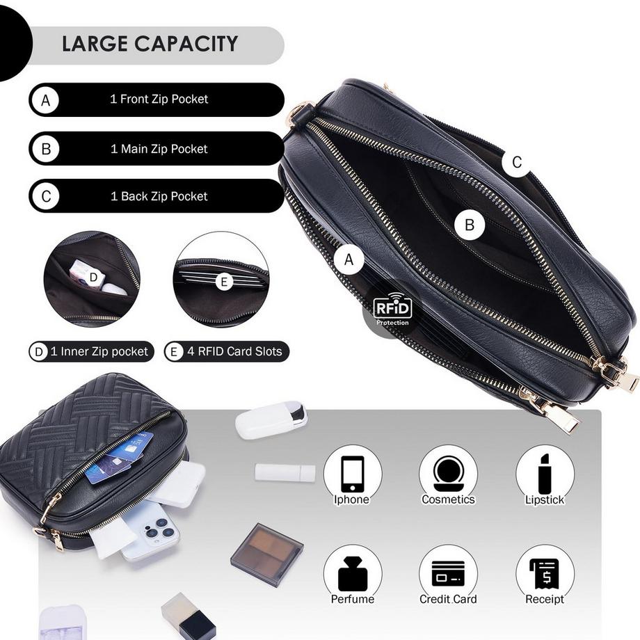 Only-bags.store Gesteppte Handy-Umhängetasche mit verstellbarem breitem Riemen  