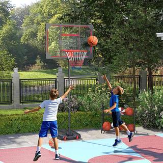 Northio  Panier de basket d'extérieur pour enfants, support de basket réglable en hauteur de 210 à 260 cm avec roulettes, système de basket avec support pour enfants à partir de 6 ans, rouge 