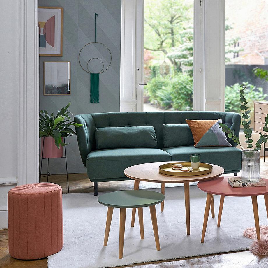 La Redoute Intérieurs Pouf cylindrique surpiqué  