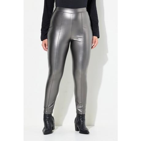 Ulla Popken  Leggings in similpelle con taglio della gamba aderente e orlo elastico 