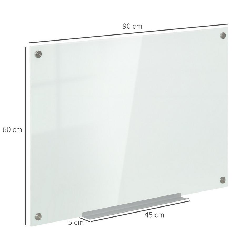 Northio  Whiteboard Magnettafel Mit 4 Stifte, 6 Magnete, 1 Schwamm, Ablage, Staffelei Glastafel, Wandmontage, 90X60Cm 