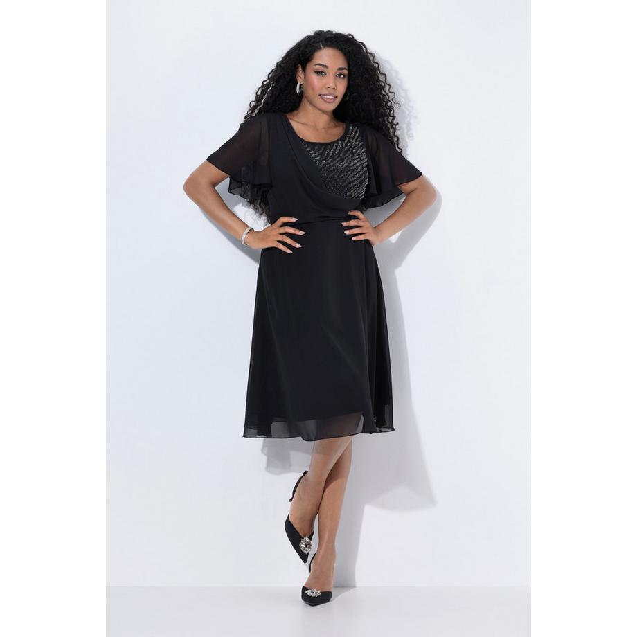 Ulla Popken Midi Chiffon Drapierung Abendkleid  