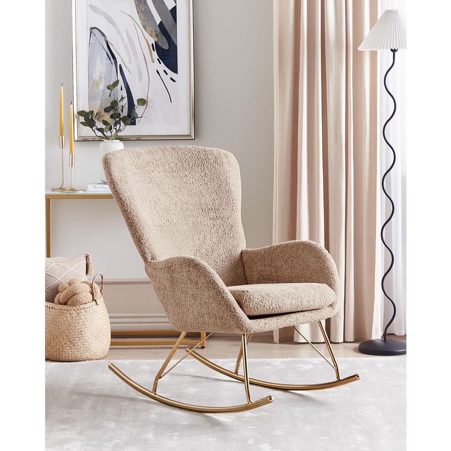Beliani Fauteuil à bascule en Bouclé Rétro ANASET  