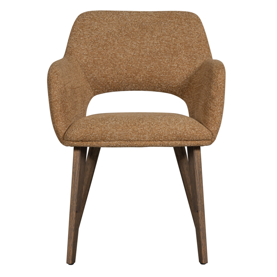 mutoni Armlehnstuhl Murat gelb mit Holzfuss dunkelbraun  