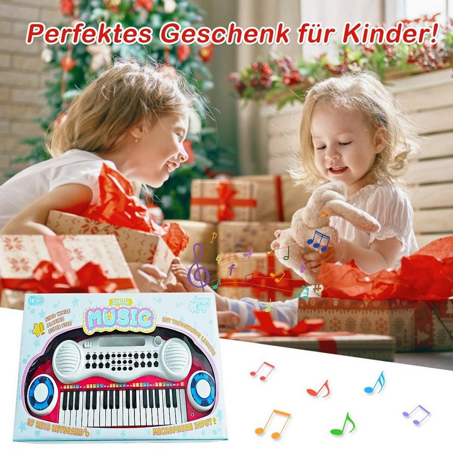 Northio  37 Tasten Digital-Piano für Kinder Tragbares Klavier Spielzeug 48 x 20 x 38 cm Rot 