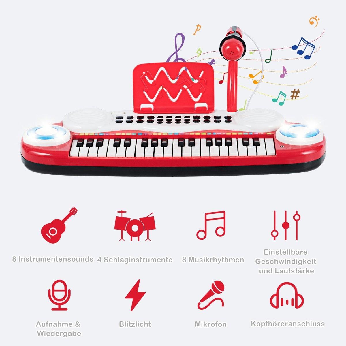 Northio  Pianoforte digitale per bambini a 37 tasti Pianoforte portatile giocattolo 48 x 20 x 38 cm Rosso 