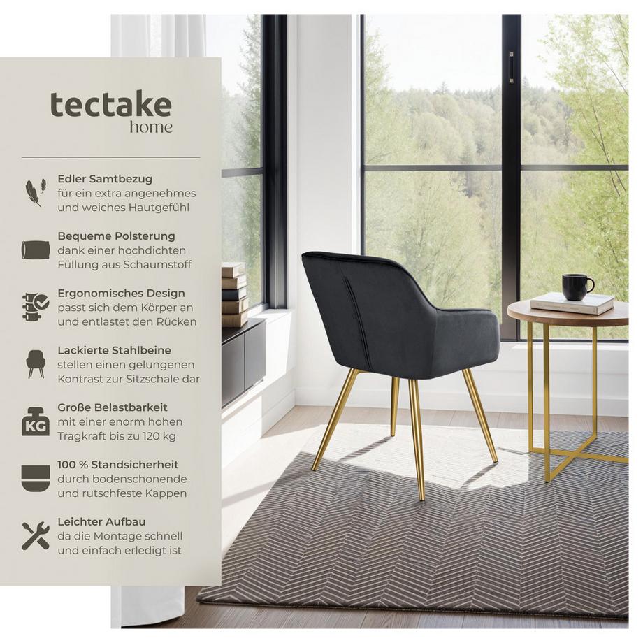 Tectake Chaise MARILYN rembourrée aspect velours  