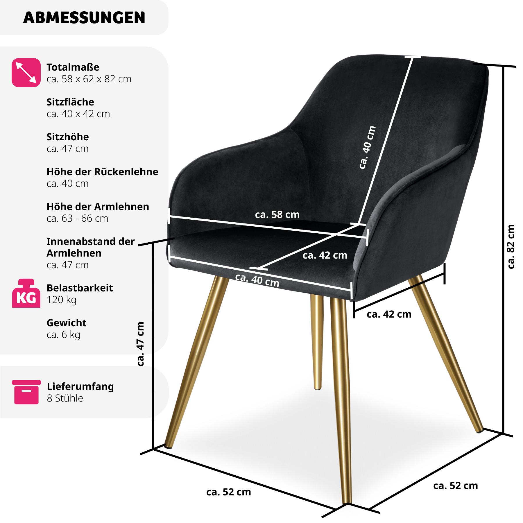 Tectake Chaise MARILYN Effet velours style scandinave  