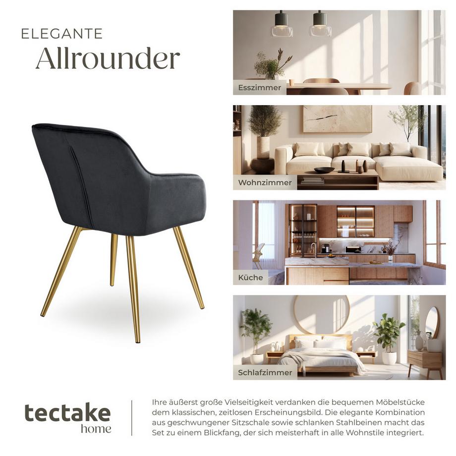 Tectake Chaise MARILYN rembourrée aspect velours  