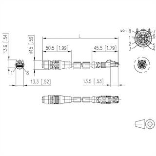 METZ CONNECT  M12 Industrial Ethernet Leitung, X-kodiert, 2.0 m, M12 Stecker gerade - RJ45 Stecker gerade, PUR 