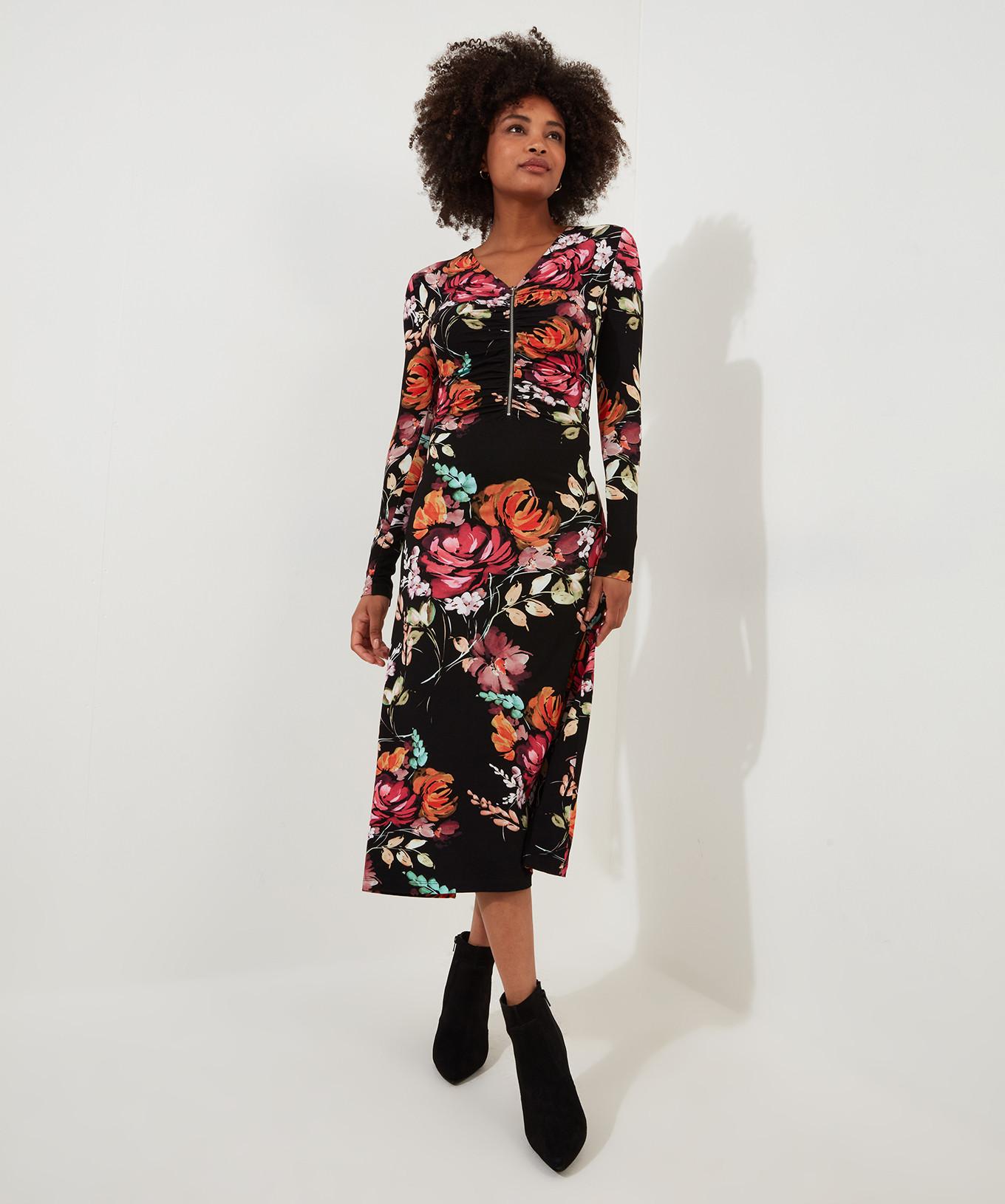 Joe Browns  Robe Midi Florale Zippée Devant 