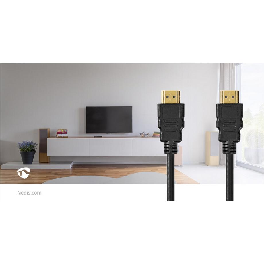 Nedis  Ultra High Speed HDMI™ Kabel | HDMI™ Stecker | HDMI™ Stecker | HDMI™ Stecker | 8K@60Hz | 48 Gbps | 2,00 m | Rund | 6,5 mm | Schwarz | Kunststoffbeutel 