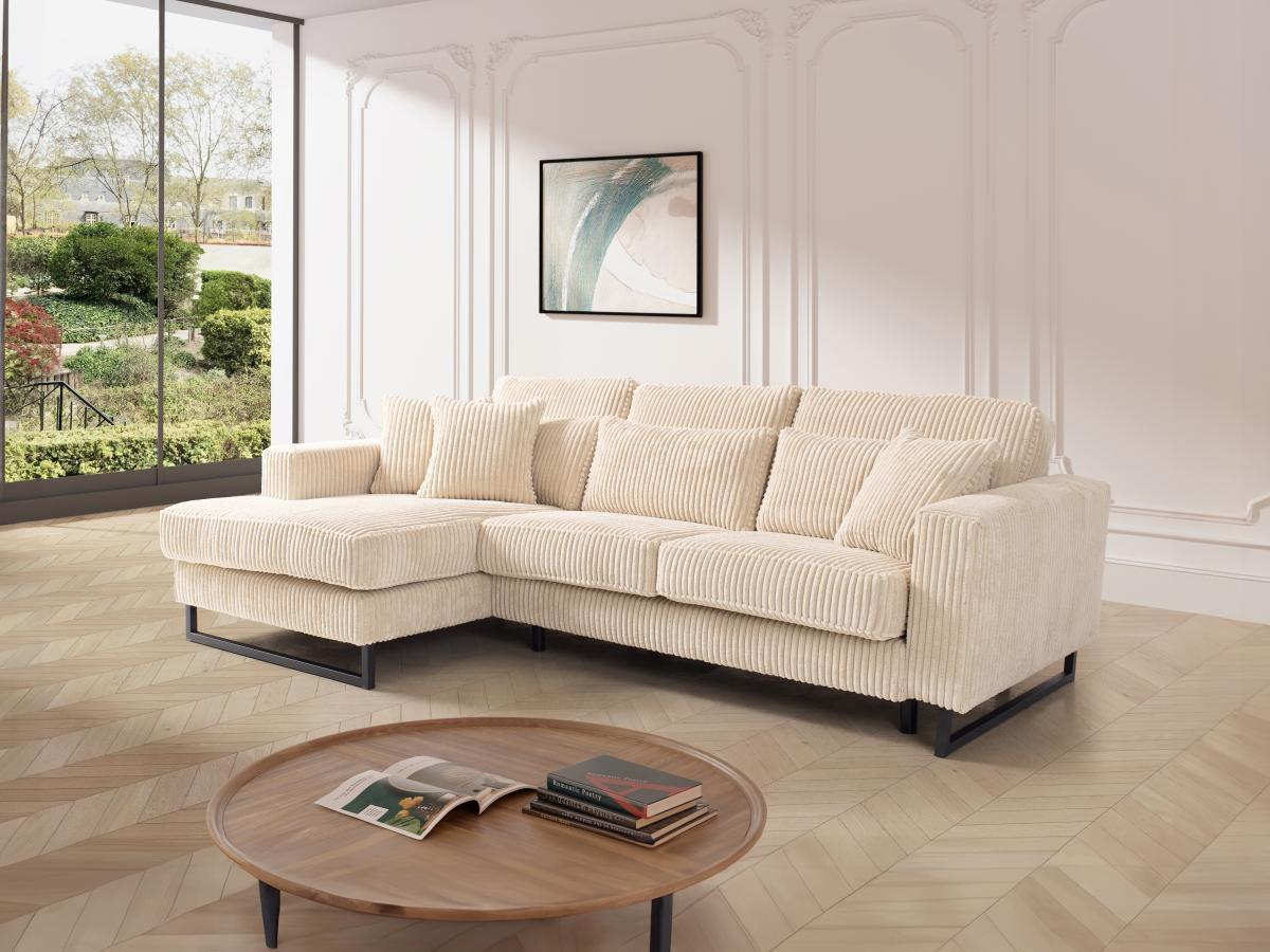 Vente-unique Ecksofa - Ecke links - Cord - Beige - TESSIO von Maison Céphy  