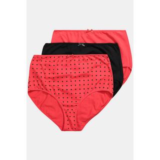 Ulla Popken  Maxislips, 3er-Pack, Punkte / einfarbig, High Waist 