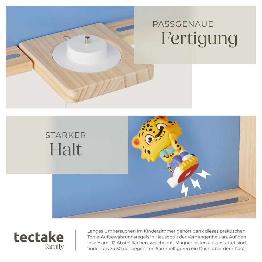 Tectake Wandregal Mylittle Story für bis zu 50 Tonies in Haus-Optik, mit Magnetstreifen  