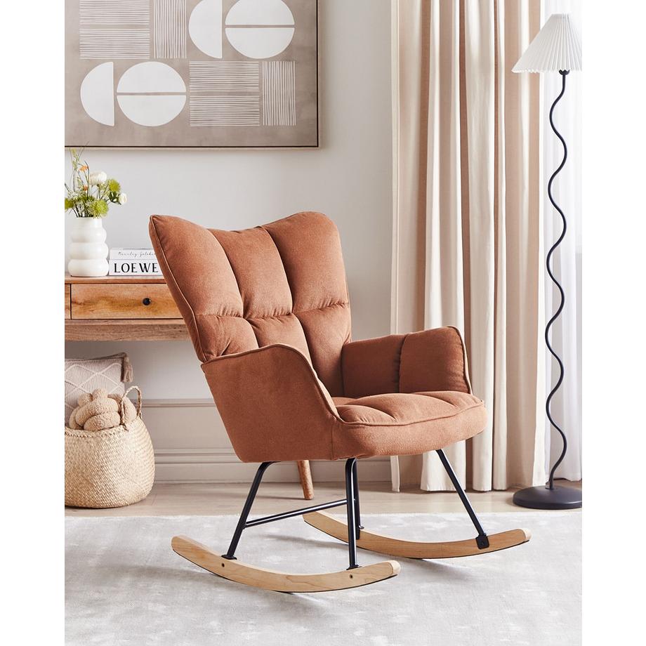 Beliani Poltrona a dondolo en Tessuto Moderno OULU  