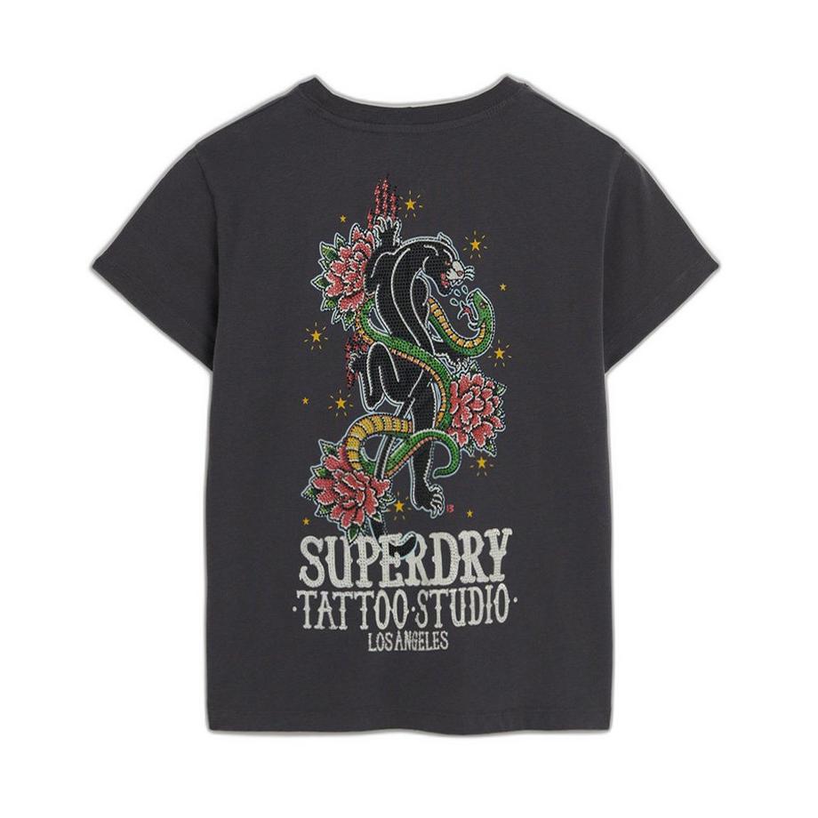 Superdry Tattoo Effekt Strass T-Shirt  