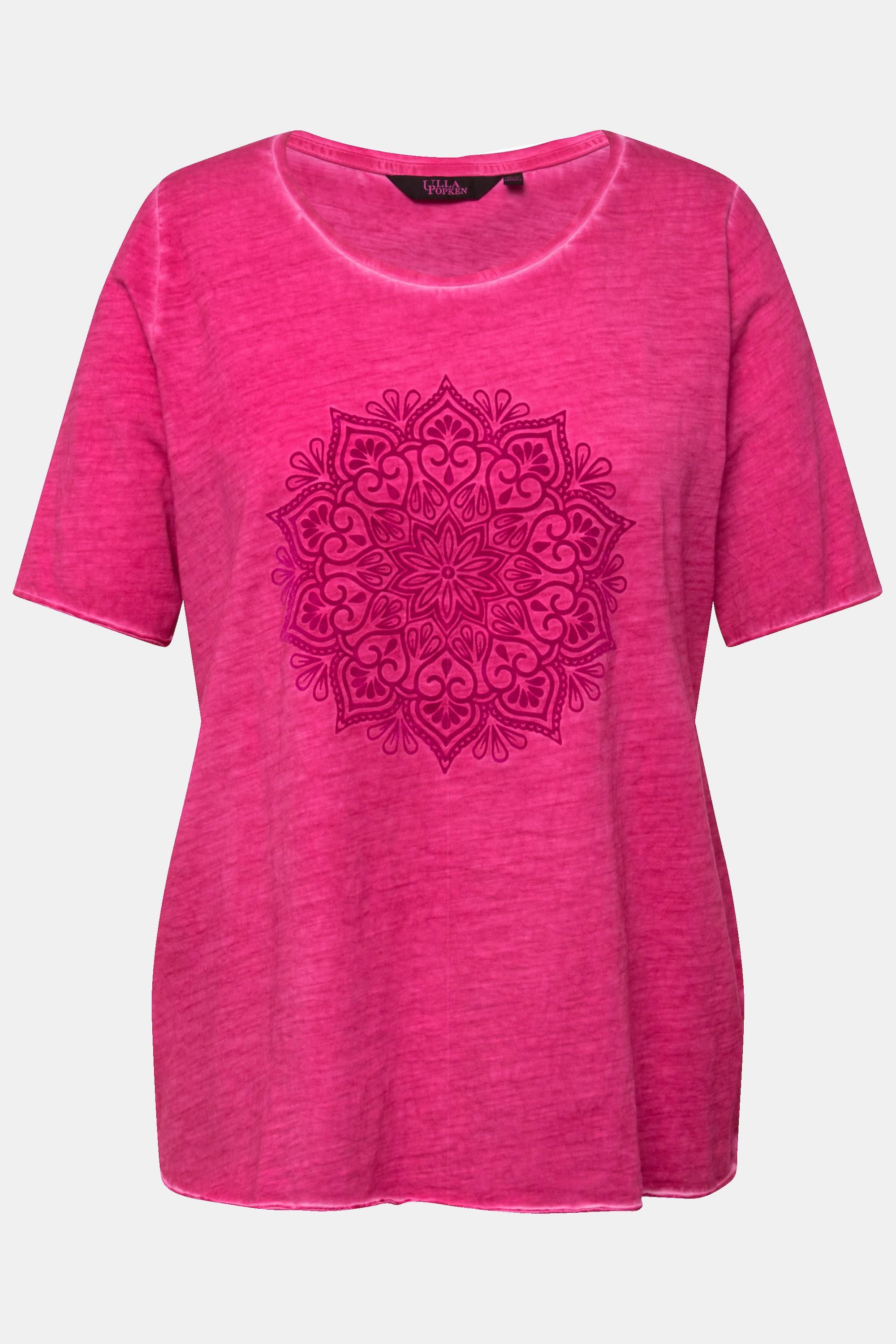 Ulla Popken  T-shirt, imprimé mandala floqué. Collection Classic, col rond et manches courtes 