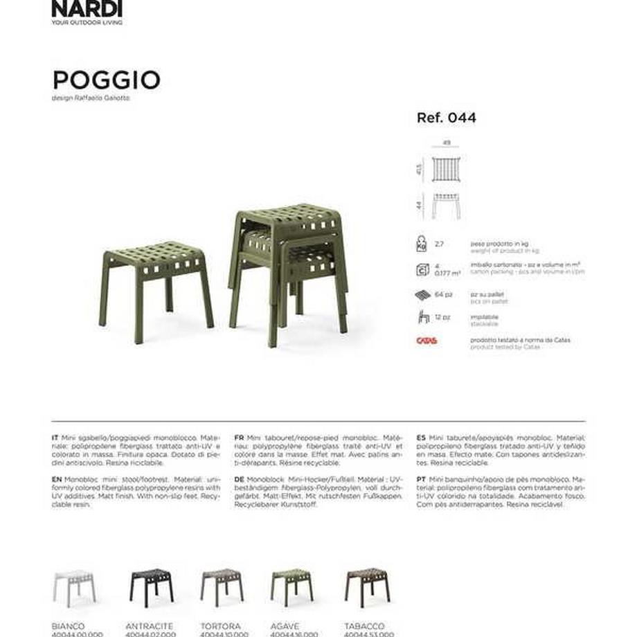 NARDI outdoor Sgabello da giardino Poggio bianco  