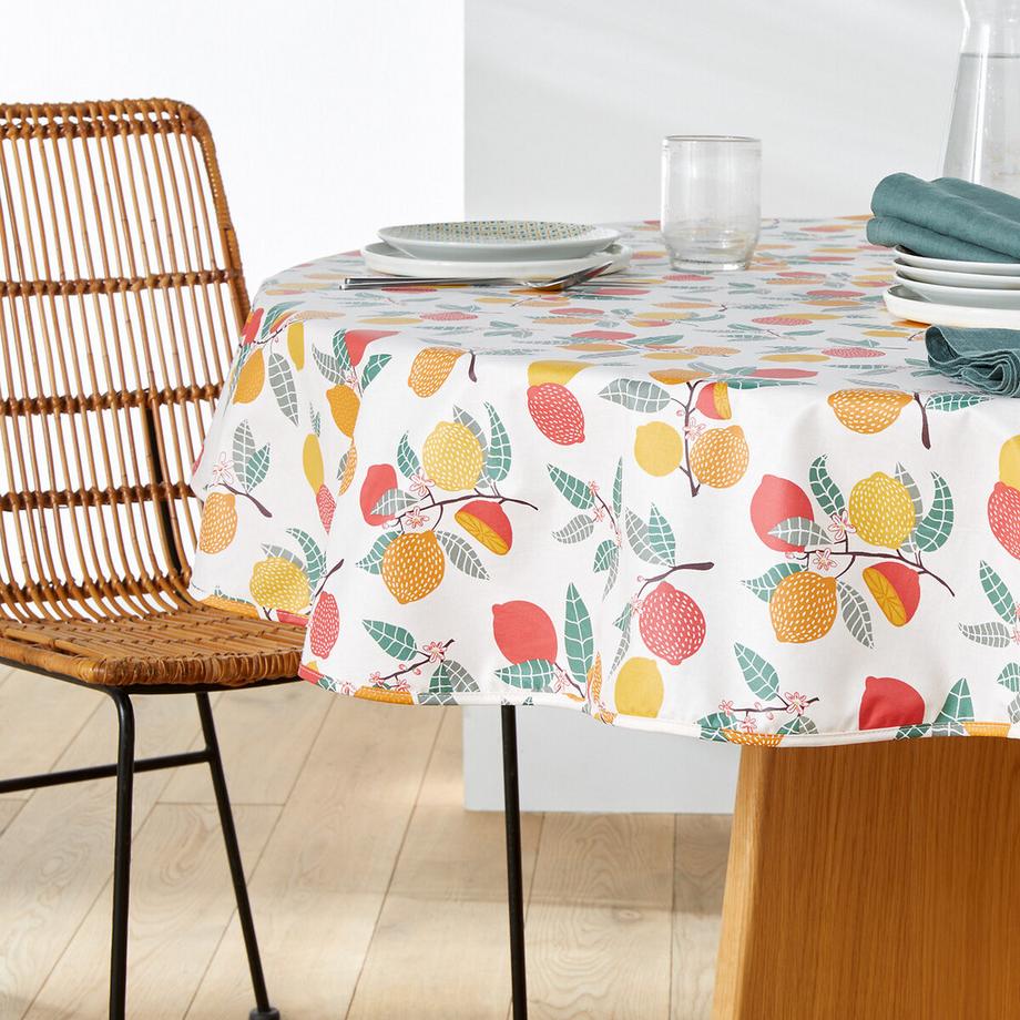 La Redoute Intérieurs  Nappe ronde coton enduit Citron 