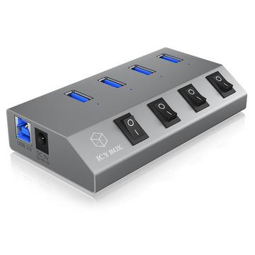 ICY BOX IB-HUB1405 USB 3.2 Gen 1 (3.1 Gen 1) Type-B 5000 Mbit/s Anthrazit