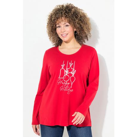 Ulla Popken  T-shirt de Noël, coupe classique à col rond et manches longues 