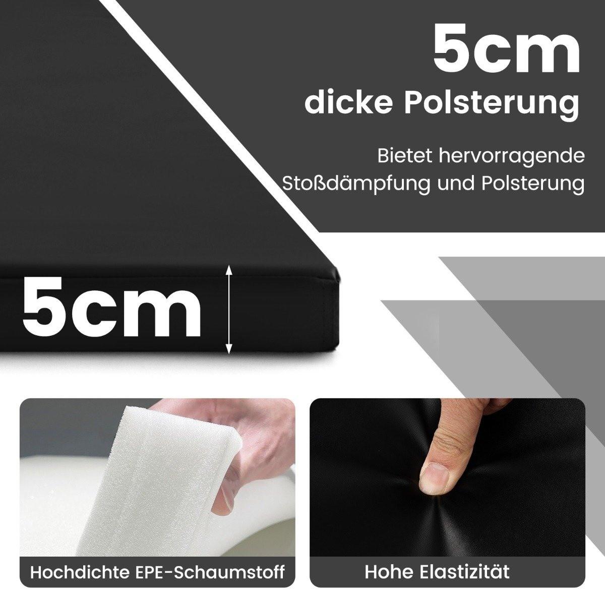 Northix  300 x 117 x 5 cm Weichbodenmatte aus Kunstleder mit Kletterverschluss & Tragegriffen Schwarz 