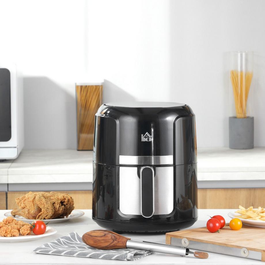 Northio  Heißluftfritteuse 4L Airfryer mit 12 Programmen, 60 Min Timer, antihaftbeschichtetem Korb, 1300W Fritteuse ohne Öl, mit Überhitzungsschutz, LED-Touch-Display, Schwarz 