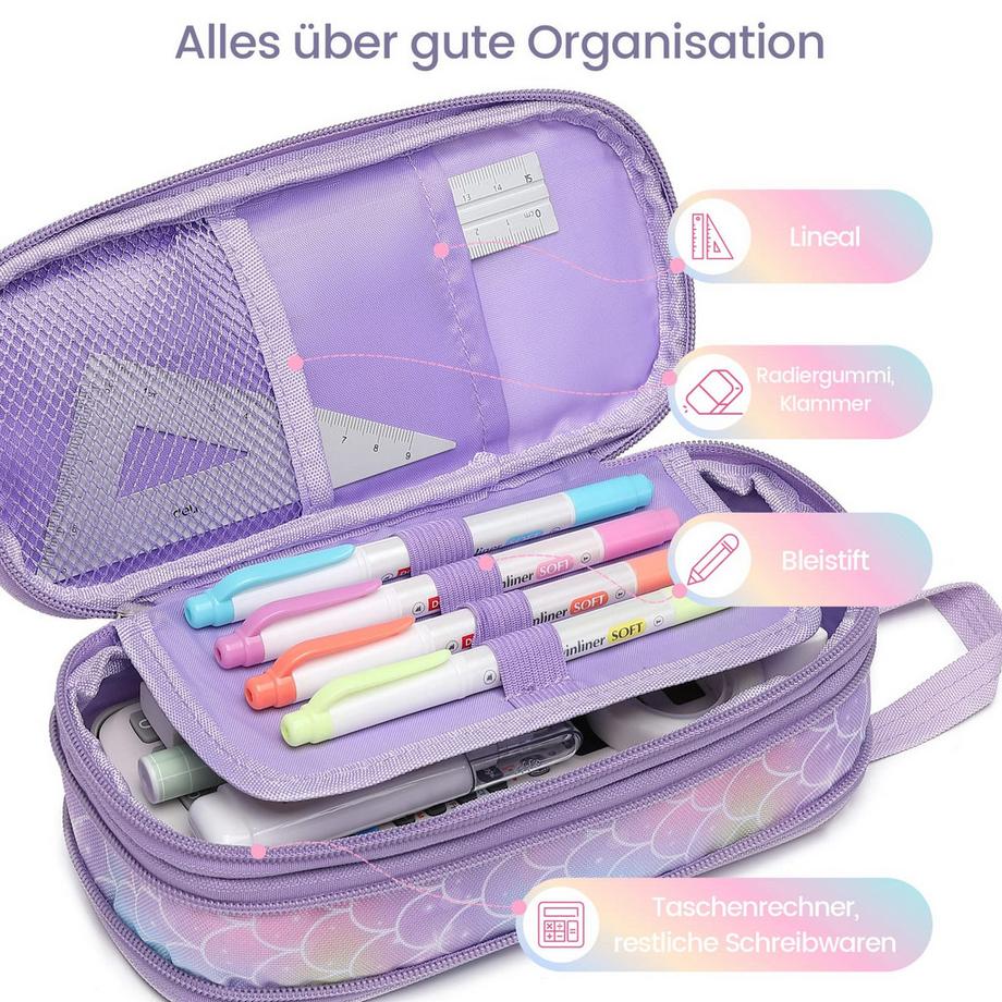 Only-bags.store  Federmäppchen - Großes Fassungsvermögen Federmäppchen mit Reißverschluss, Schreibwaren Tasche Bleistift Tasche Bleistiftetui für Kinder 