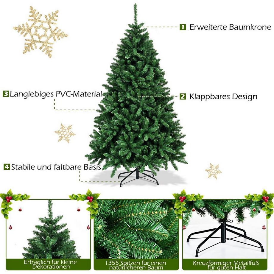 Northix Albero di Natale Albero di Natale artificiale da 183 cm con supporto pieghevole in metallo  